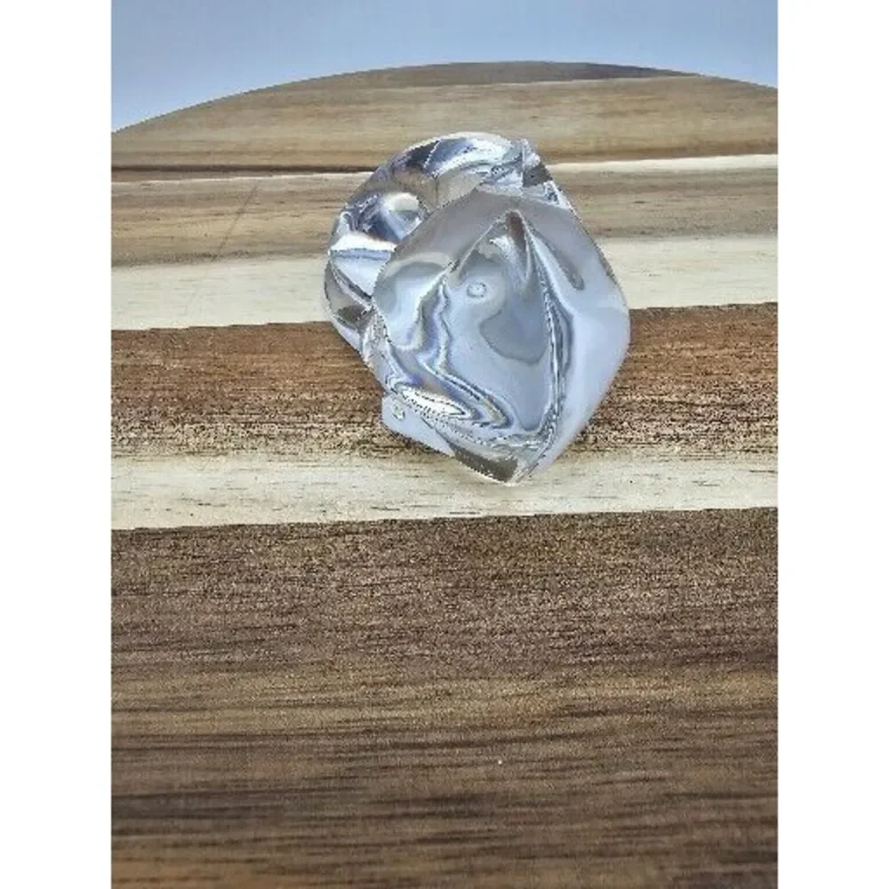 Val St.‎ Lambert France Crystal Cat Figurine Signed By De Sousa Sleeping Kitty